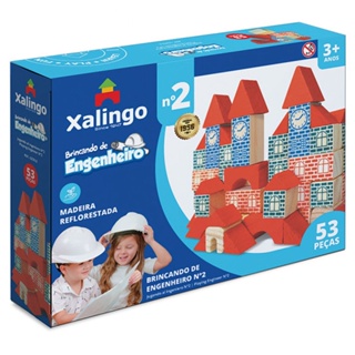 Brincando De Engenheiro Em Madeira Com 53 Peças Xalingo em Oferta na Shopee