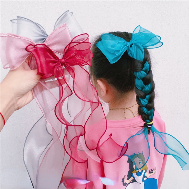 Presilha De Cabelo Feminina Infantil Com Laço/Fita Estilo Coreano
