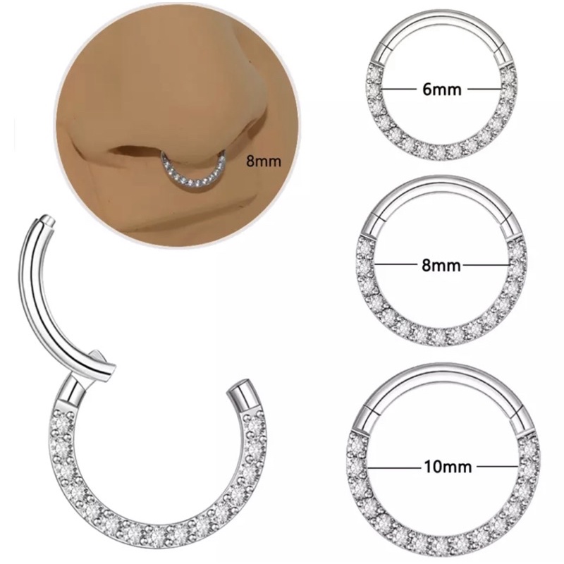 Piercing segmentado com zircônia para Tragus/Daith/captive Aço Inox