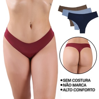 Kit 3 Calcinhas Sem Costura Tanga Corte a Laser Lingerie