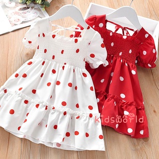 Vestido Infantil Feminino Manga Curta Estampa De Bolinha