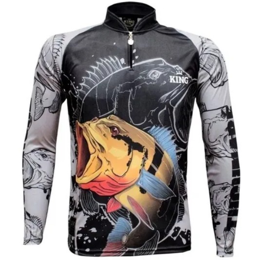 Camisa camiseta de Pesca King Brasil Com Proteção UV60 - KFF608 - TAMANHO: GG