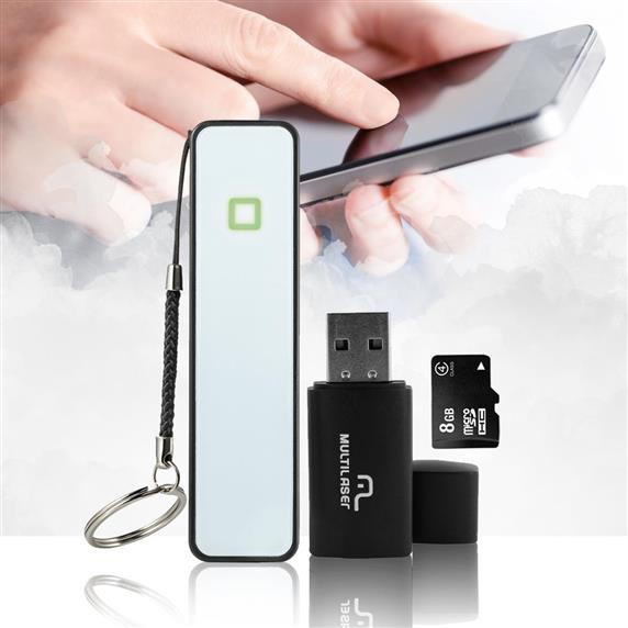 Kit Smartphone Multilaser Power Bank 2600mah + Leitor de Cartão + Cartão de Memória Classe 4 8gb