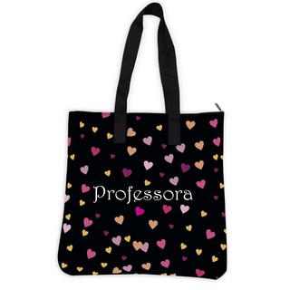 Bolsa Eco Slim em Non Woven - Professora Corações
