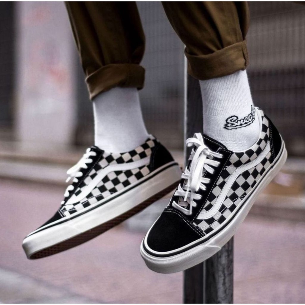 vans old skool xadrez preto