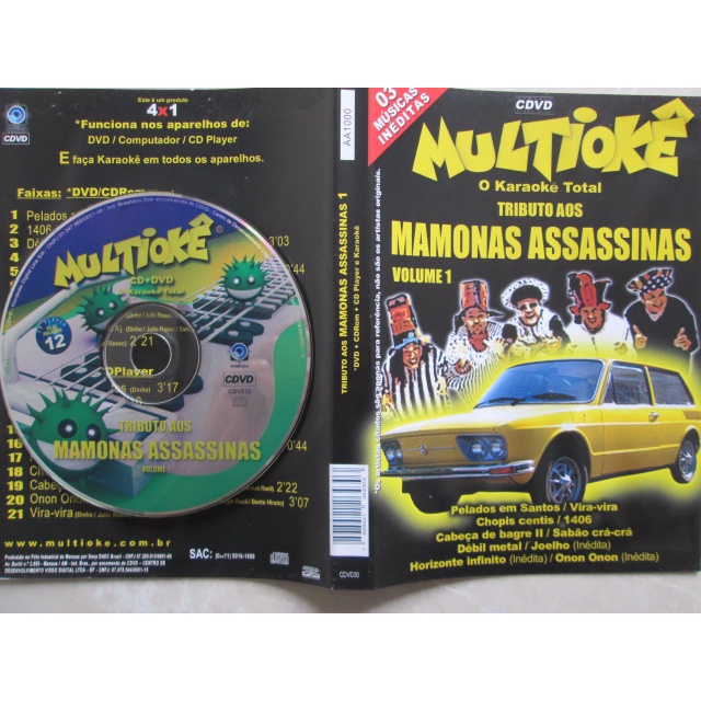 DVD CDVD - KARAOKÊ / MAMONAS ASSASSINAS / Multiokê / O Karaoque Total / Com Encarte de 16 Paginas / Original / Raríssimo