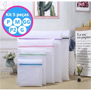 Kit com 5 Sacos para lavar roupas (P, P2, M, G, GG) para Lavar Roupa em Oferta na Shopee