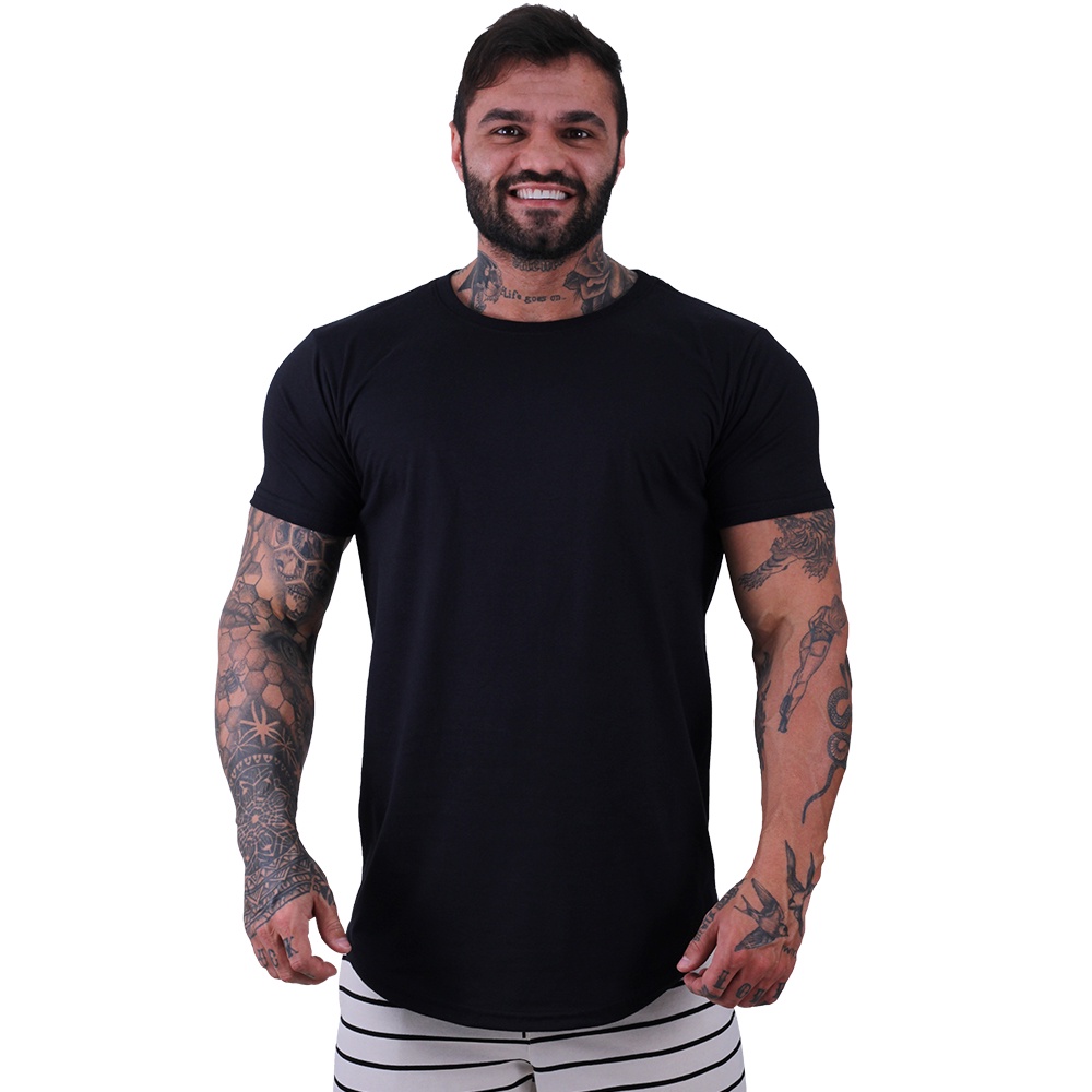 Camiseta Longline MXD Conceito Cor Lisa Casual Treino Lazer Passeio Algodão Macio Sem Estampa