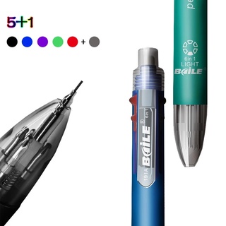 6 Em 1 Caneta Esferográfica Multicolor Com Recargas 5 Cores 1 Lápis Automático Borracha Para Material De Escrita De Escritório Escolar Papelaria
