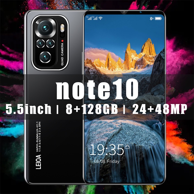 Novo Celular Barato Nota 10 5G Smartphone 5.5Polegada Celulares 8GB RAM + 128GB ROM Telefone