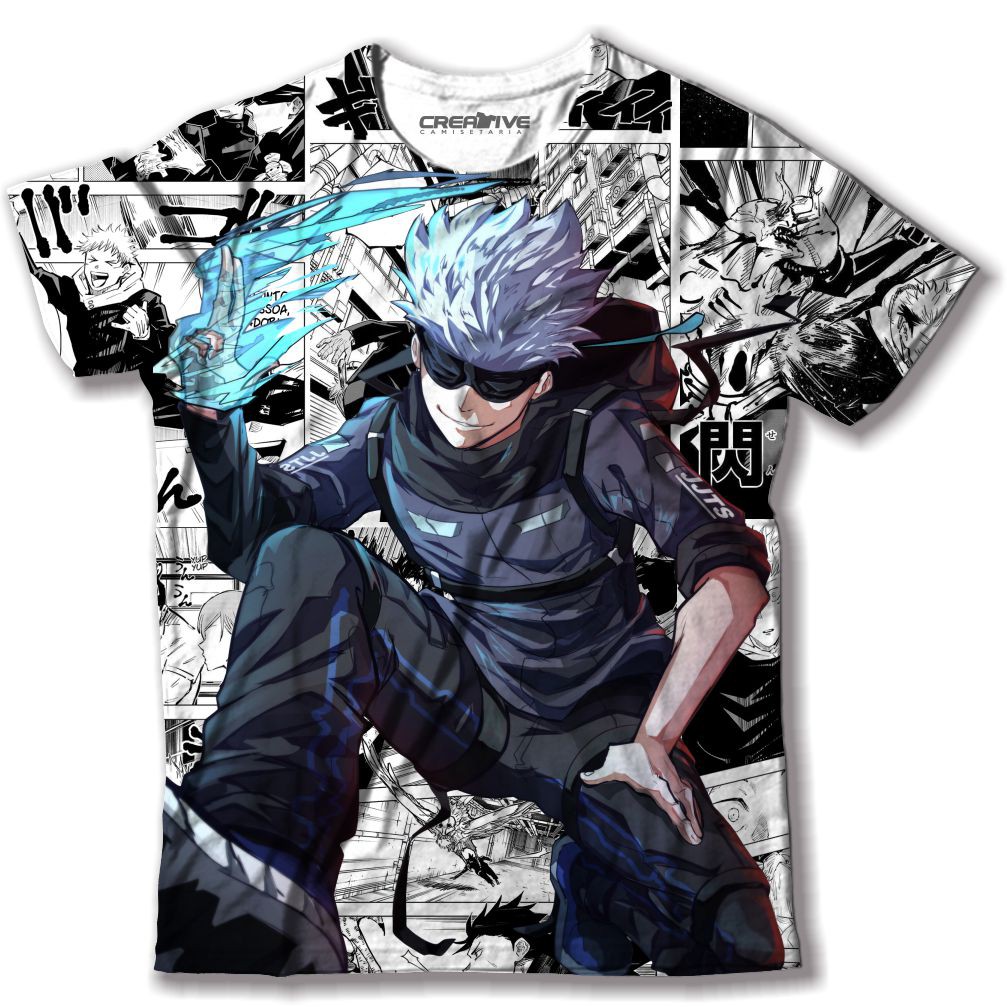 Camisa Camisetas Blusa Personagem Protagonistas Saturo Gojo Jujutsu Kaisen Anime Adulto e Infantil