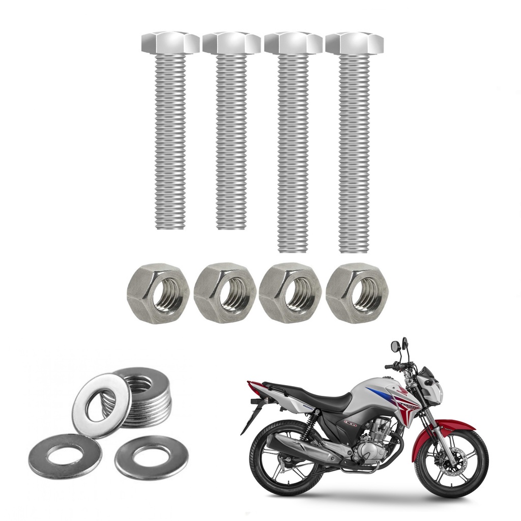Kit parafusos inox suporte motor DT CG150 Titan Fan 2004 a 2015 CG150 Sport 2005 a 2008 Honda Fixação Peito motor Chassi
