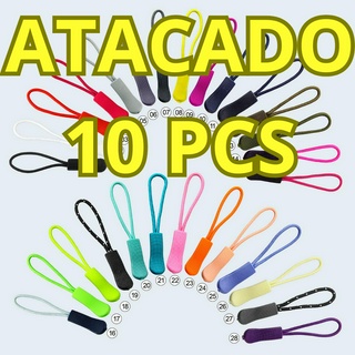 ATACADO 10 PCS puxador de ziper colorido, clipe com corda, substituir fivela quebrada de bolsa organizadora, bolsa de viagem, mochila de tenda, peças de reposição | plástico, borracha, corda, presente, natal, dia das mães, pais, chaveiro tático