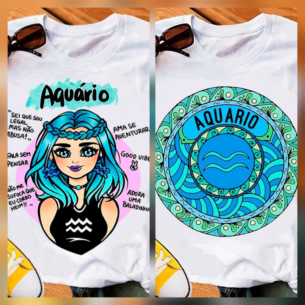 Imagem Duas Camisetas T-shirt Signo Feminina Blusa Horóscopo