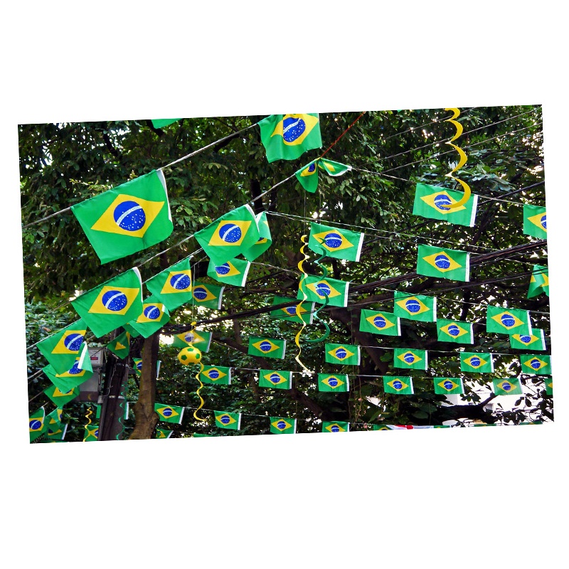 Copa do Mundo, Varal de Bandeiras do Brasil, plástica 100mts. em Oferta na Shopee
