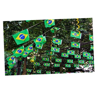 Copa do Mundo, Varal de Bandeiras do Brasil, plástica 100mts. em Oferta na Shopee