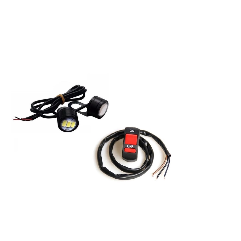 Kit farol de milha mini strong moto + interruptor on - off 3 fios