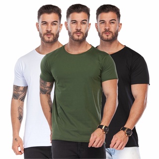 KIT 3 Camisetas Masculina Gola Canoa 100% Algodão Melhor Malha Premium