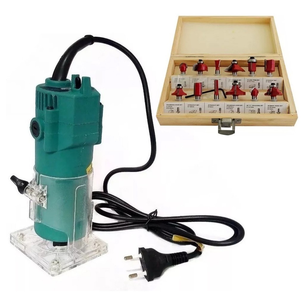 Tupia Manual Laminadora 650w + Jogo De Fresas Tupia C/12 Pçs 6mm C/ Maleta Mega Promoção