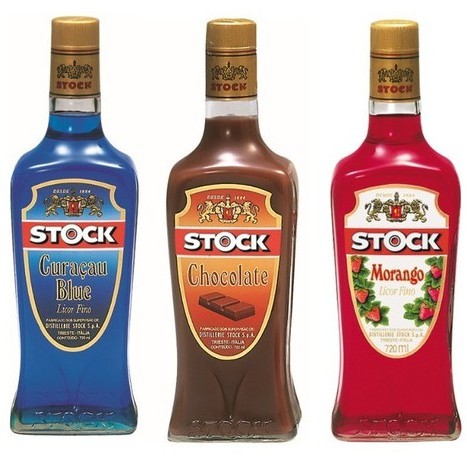 Kit Licores Stock - Curaçau Blue, Morango E Chocolate 720ml