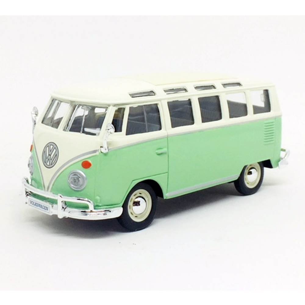 Miniatura Carro Volkswagen Kombi / Van "Samba" - Verde e Branco - 1:25 - Maisto