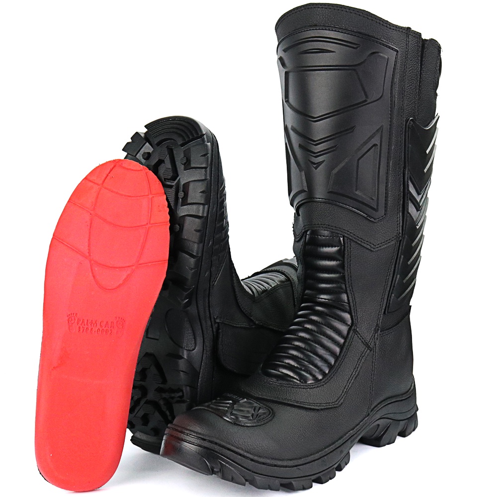 Bota Coturno Masculino Cano Longo Couro Militar Motociclista Palmilha Confortável Anatômica Ortopédica PU