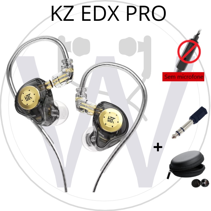 Fone de retorno KZ EDX PRO (In ear) Sem microfone + adaptador + bag