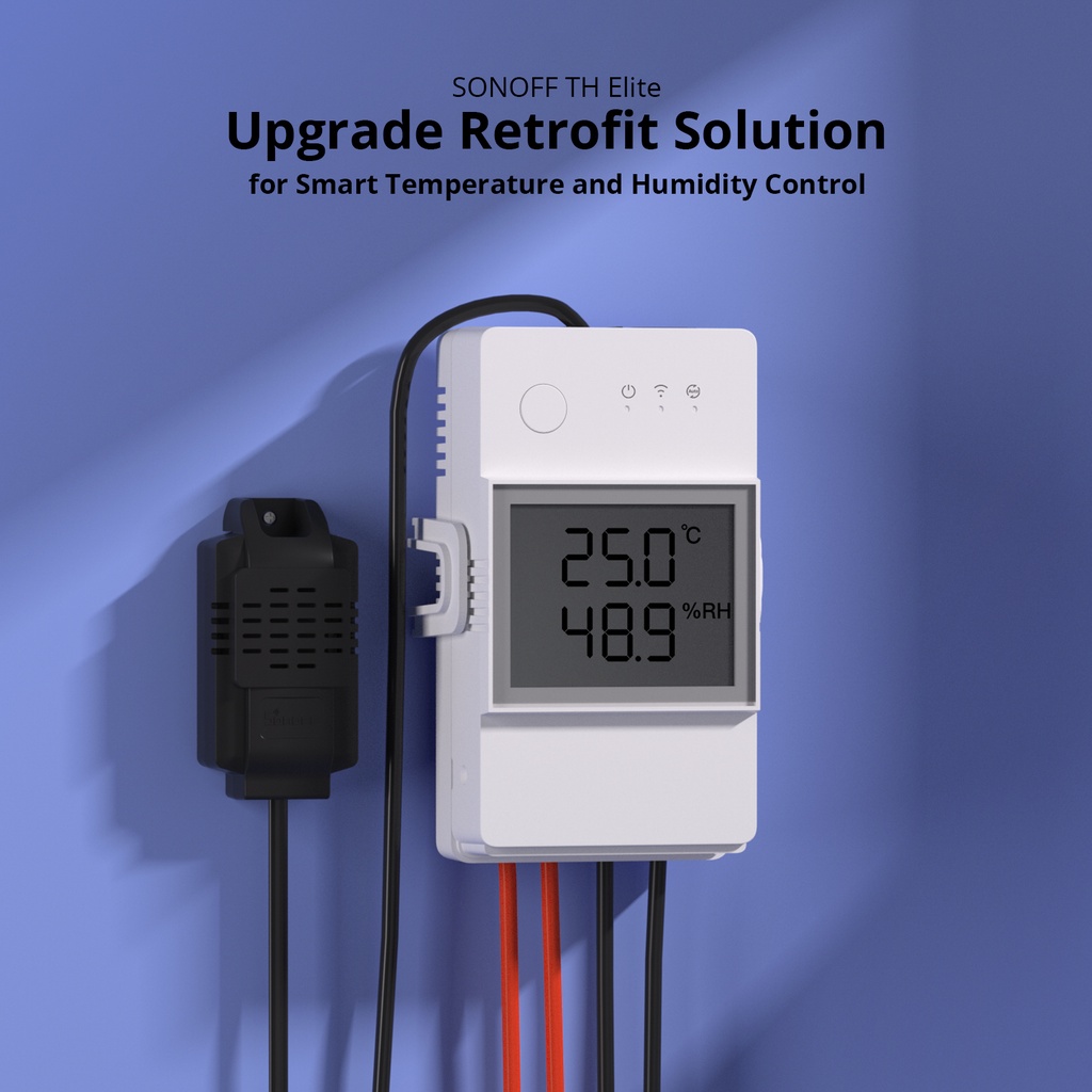 Sonoff TH Elite Inteligente Interruptor De Monitoramento De Temperatura E Umidade 16A/20A Contato Seco Saída Display LCD Via eWelink Alexa Google