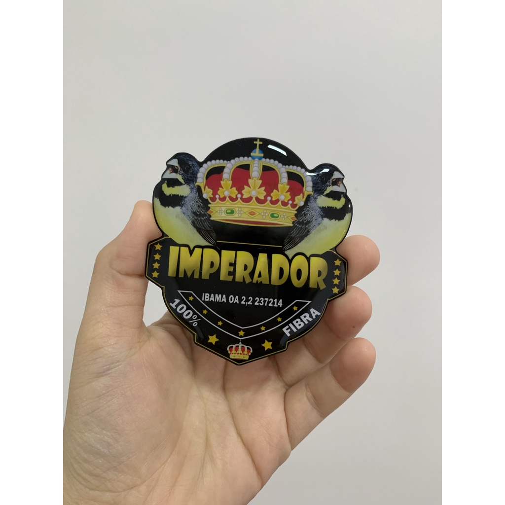 Placa de Gaiola Personalizada para Pássaro imperador Resinada coleiro, trinca, galo campina, sabiá, frade, chachao, pintassilgo, curió, azulão, sibite, calopsita, bico veludo, bigodinho, tiziu,tarin, tie sangue, tico tico, pardal, etc