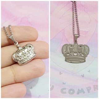 Colar Coroa aço inox cirúrgico pingente gargantilha feminina rainha em Oferta na Shopee