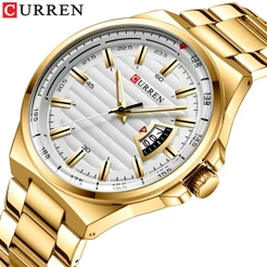 CURREN Relógios Masculinos Quartzo Luxo Casual Aço Inoxidável Negócios À Prova D'água 8375 X