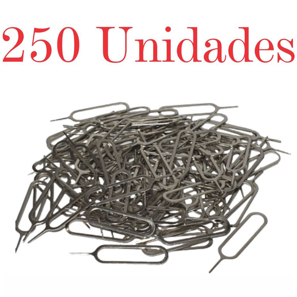 Kit 250 - Chave Clip Removedor Chip Sim - Chave Chavinha Agulha - Abrir Bandeja Celular