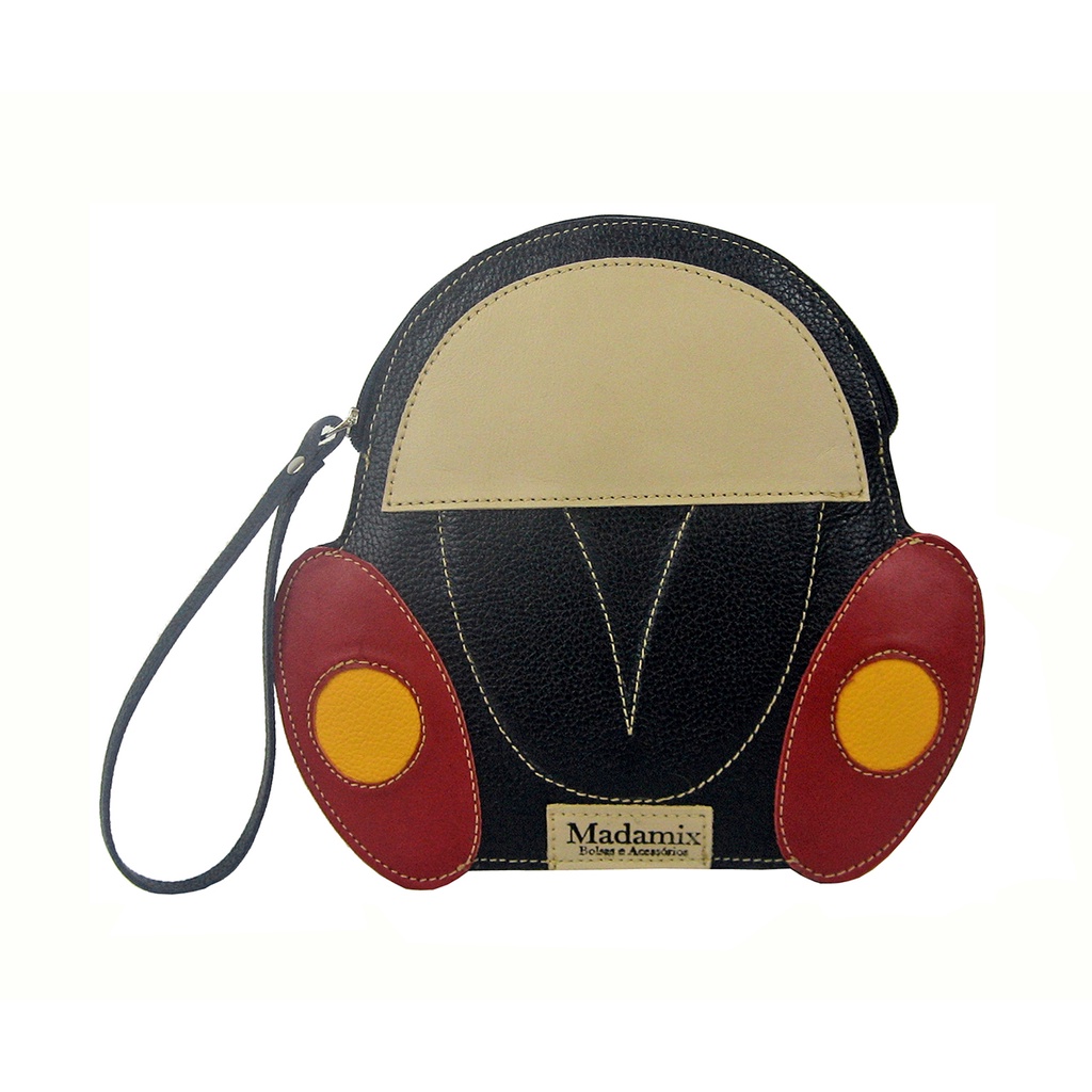 Carteira de Mão Clutch e Porta Celular Fusca em Couro Legítimo Madamix