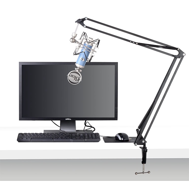 Pedestal, Braco Articulado Reforcado p/Microfone Condensador Gravacao Studio Behringer C1,BM800,AT2020,P120,P220,Aco,Preto