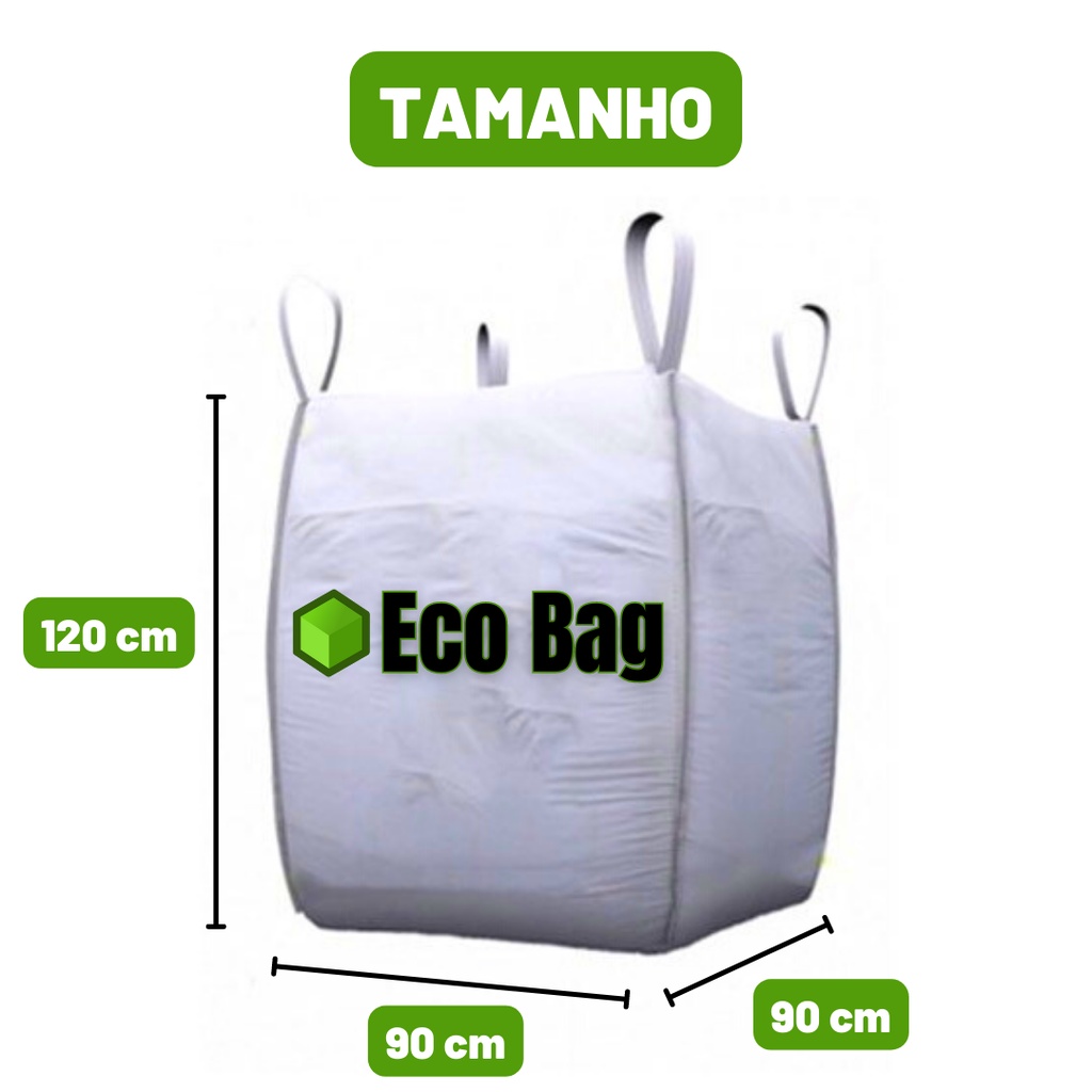 Saco Big Bag 90x90x120 cm 1000kg Resistente Reforçado 1m³ Reciclagem