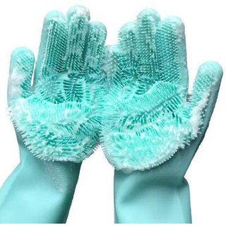 Luvas De Silicone Para Lavar Louça Esponja Cozinha Prático Limpeza Casa Par Aleatório