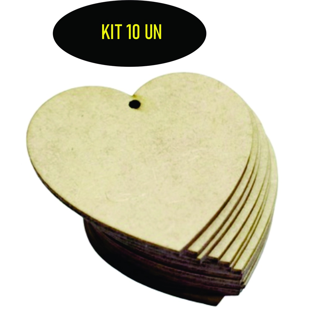 Kit 10 unidades Coração em MDF cru com furinho para pendurar em Oferta na Shopee