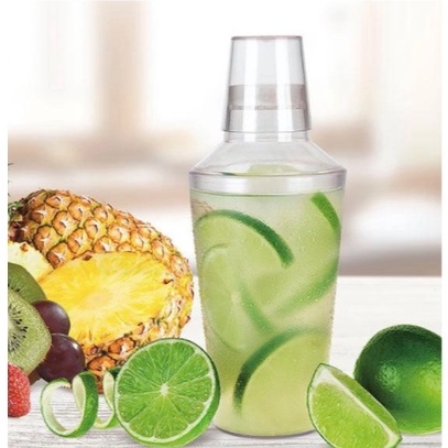 Coqueteleira de Acrílico com Copo 500 ml - Acompanha copo Shot e Coador na tampa