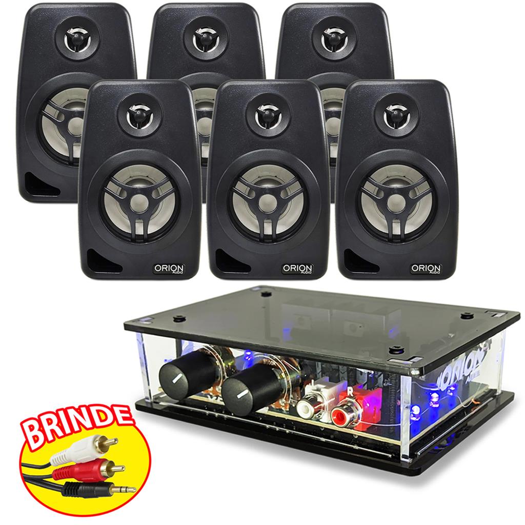 Kit Som Ambiente 6 Caixa Acustica Preta Com Amplificador em Oferta na Shopee
