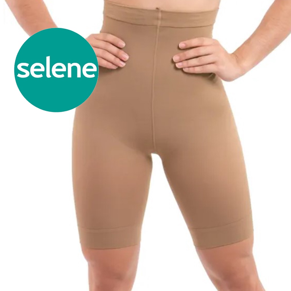 Shorts Modelador Selene com Silicone no Cós Elastano Cinta Alta Redutora Pó de Arroz Bege Modela Comprime Barriga em Oferta na Shopee