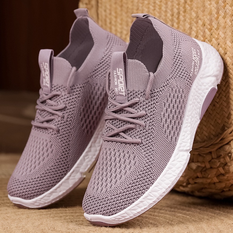 2022 Novo Estilo Das Mulheres Sapatos De Malha Combinam Com Tudo Esportivos Casuais De Caminhada Tênis S