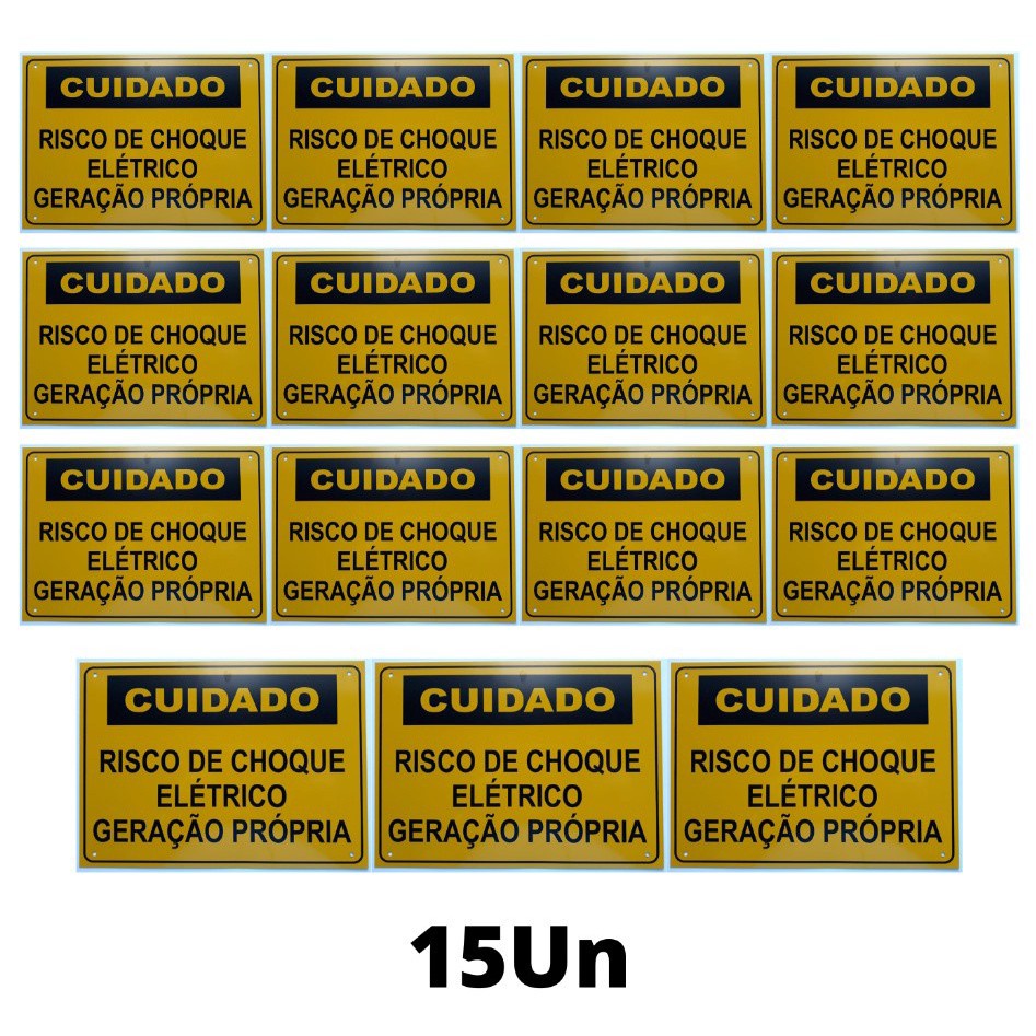 Placa Cuidado - Geração Própria - Padrão Energisa, Cemig, Enel Goias, Eletrobras - Tam 25x18 c/ 15un