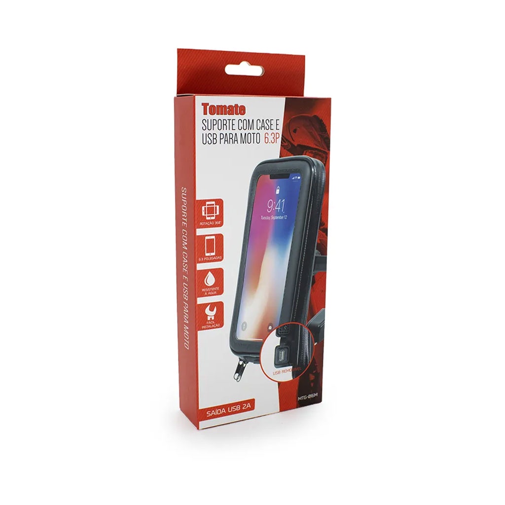 Suporte Com Case e USB p/ Moto Prova Dágua