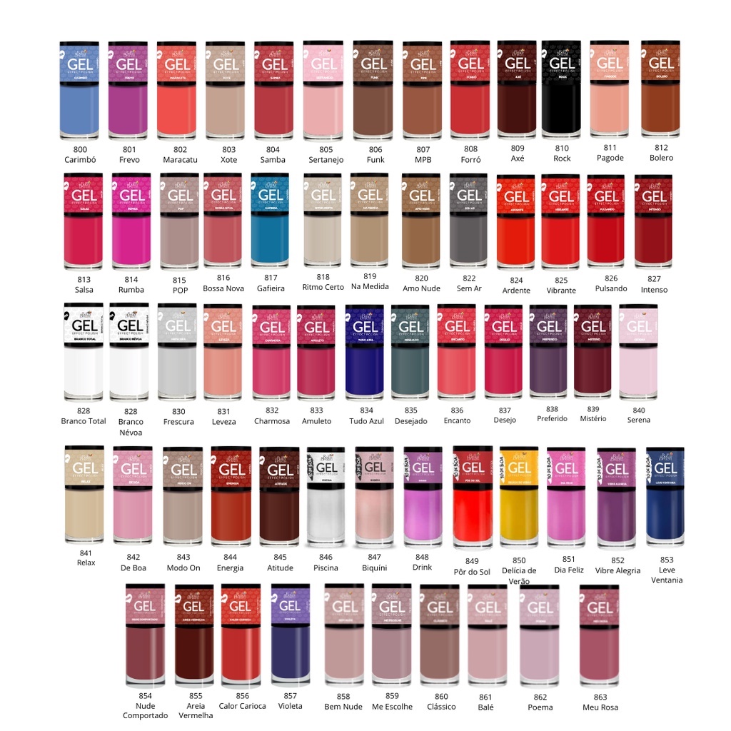 Kit 45 Esmaltes Efeito Gel Bella Brazil - Seca sem Cabine - Mais Durabilidade