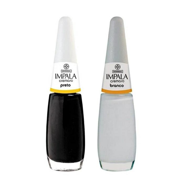 Kit Impala 2 Esmaltes Cremoso Preto + Cremoso Branco  - Esmalte de unha