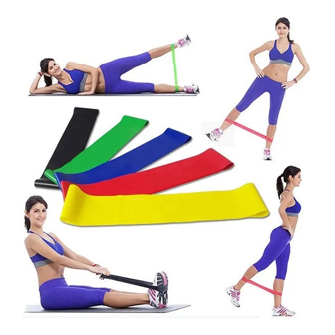 Kit 5 Faixas Elásticas Funcional Treino Pilates Fisioterapia Exercícios Em Casa Elástico Com 5 Níveis Alongamento