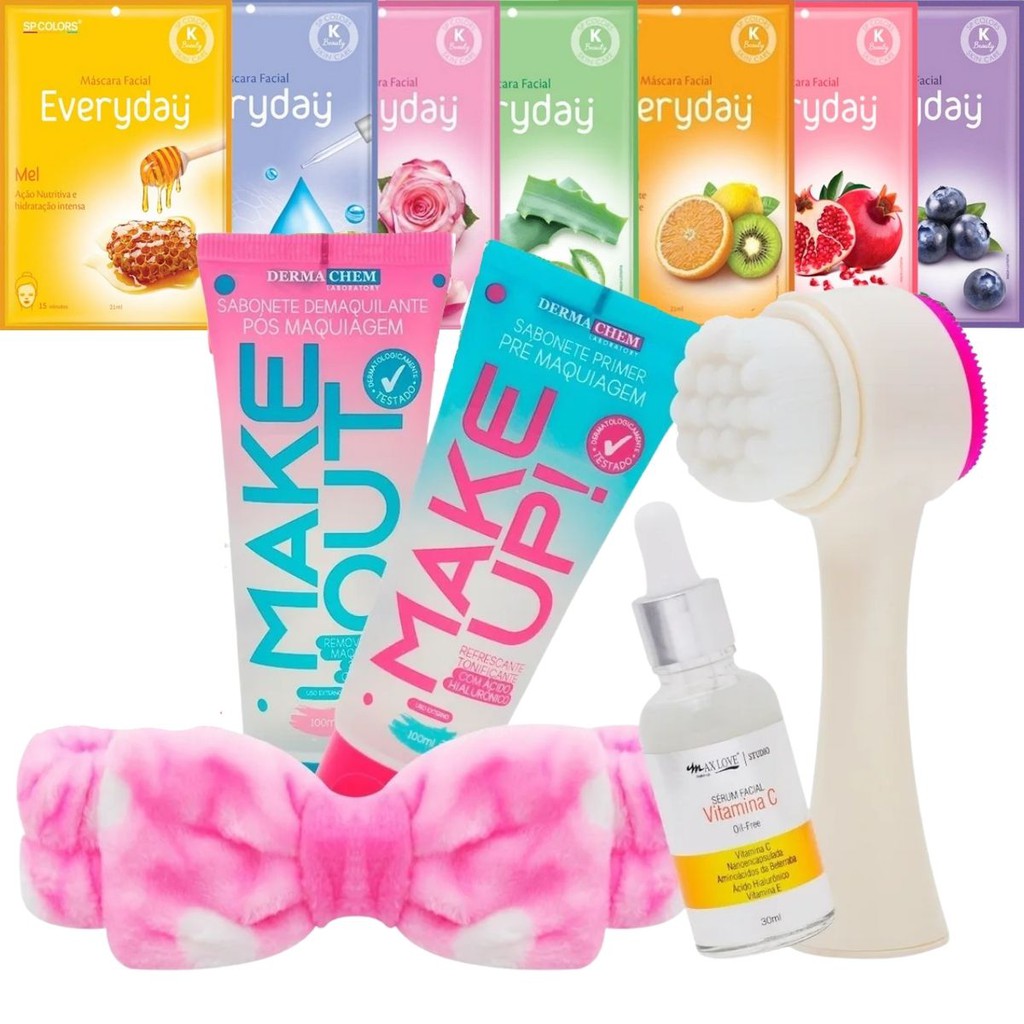 Kit Skincare Cuidados com a Pele Pré e Pós Maquiagem Shopee Brasil
