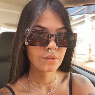 Óculos De Sol Feminino Masculino Quadrado Retangular Moda Verão Vintage Retro Uv400 moda Trap em Oferta na Shopee