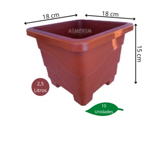 10 Vasos Quadrado 18 X 18 X 15 - 2,5 Litros Cor Marrom em Oferta na Shopee