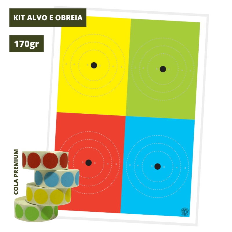 Kit Alvo 4 Cores C/ Obreia Colorida (50 Alvos + 4 Rls Obreia)